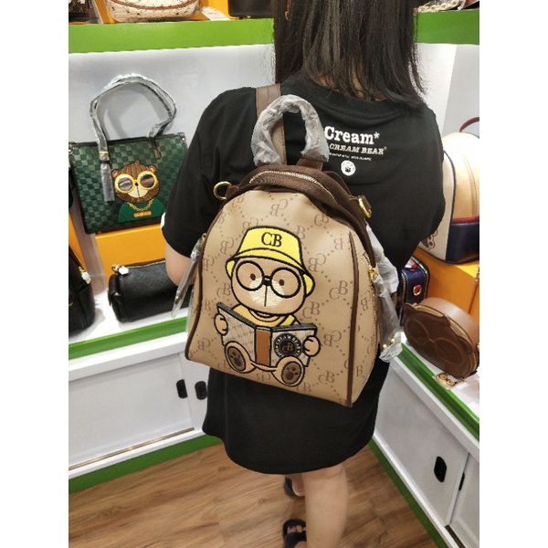 COD Creambear Original Tas Kulit Ransel Bagpack Wanita C12742 Original