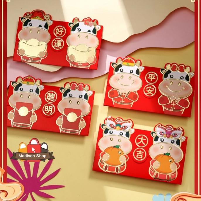 

New Sale 68-5 Angpao Imlek Kerbau Panjang Isi 4 Ampao Premium 3D Barongsay Pengiriman Cepat