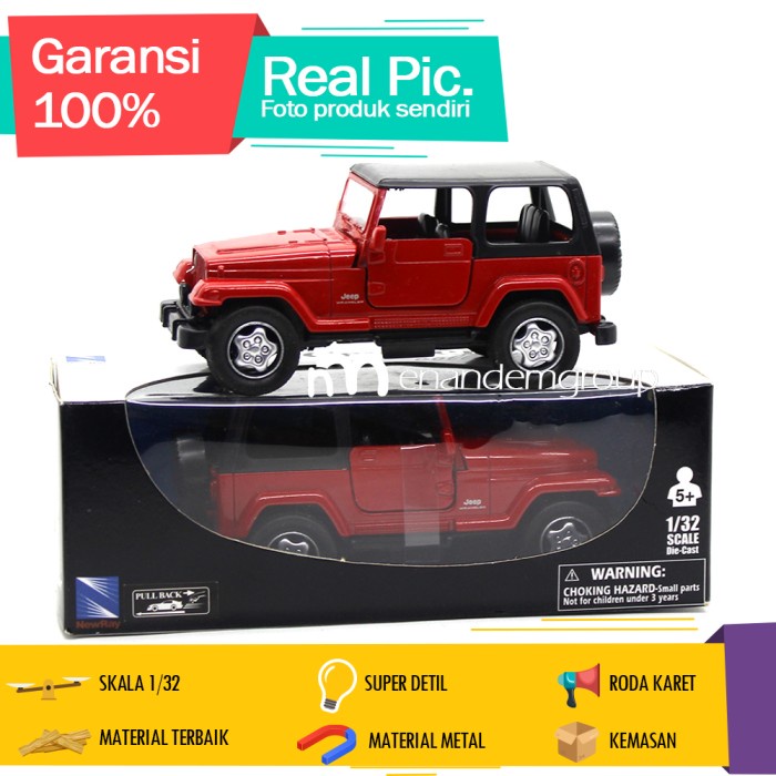 TERLARIS Diecast Miniatur Mainan Mobil Jeep Militer Wrangler Besi Pullback