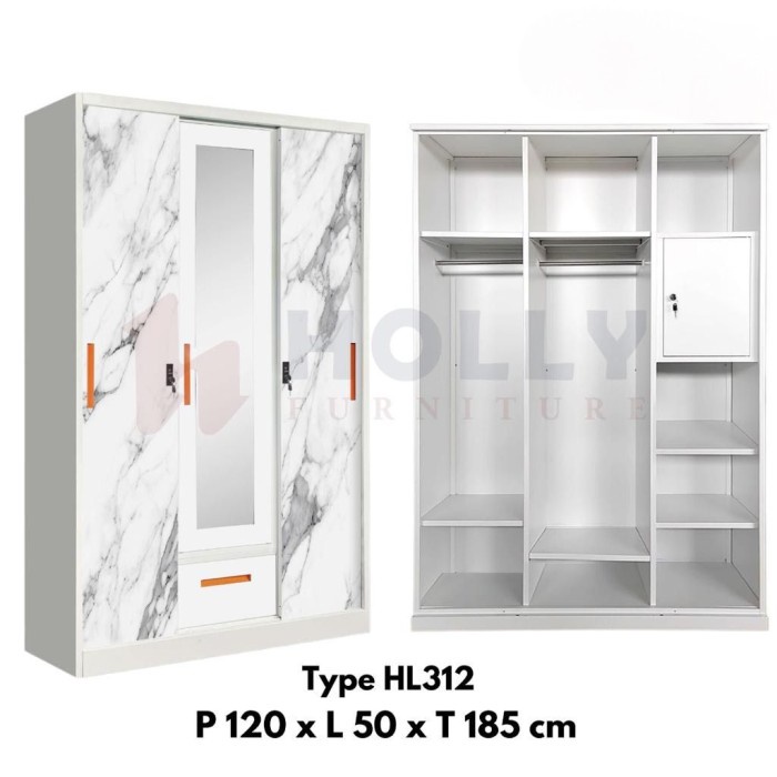 LEMARI PAKAIAN BESI 3 PINTU - 4 PINTU SLIDING IMPORT LEMARI BAJU BESI