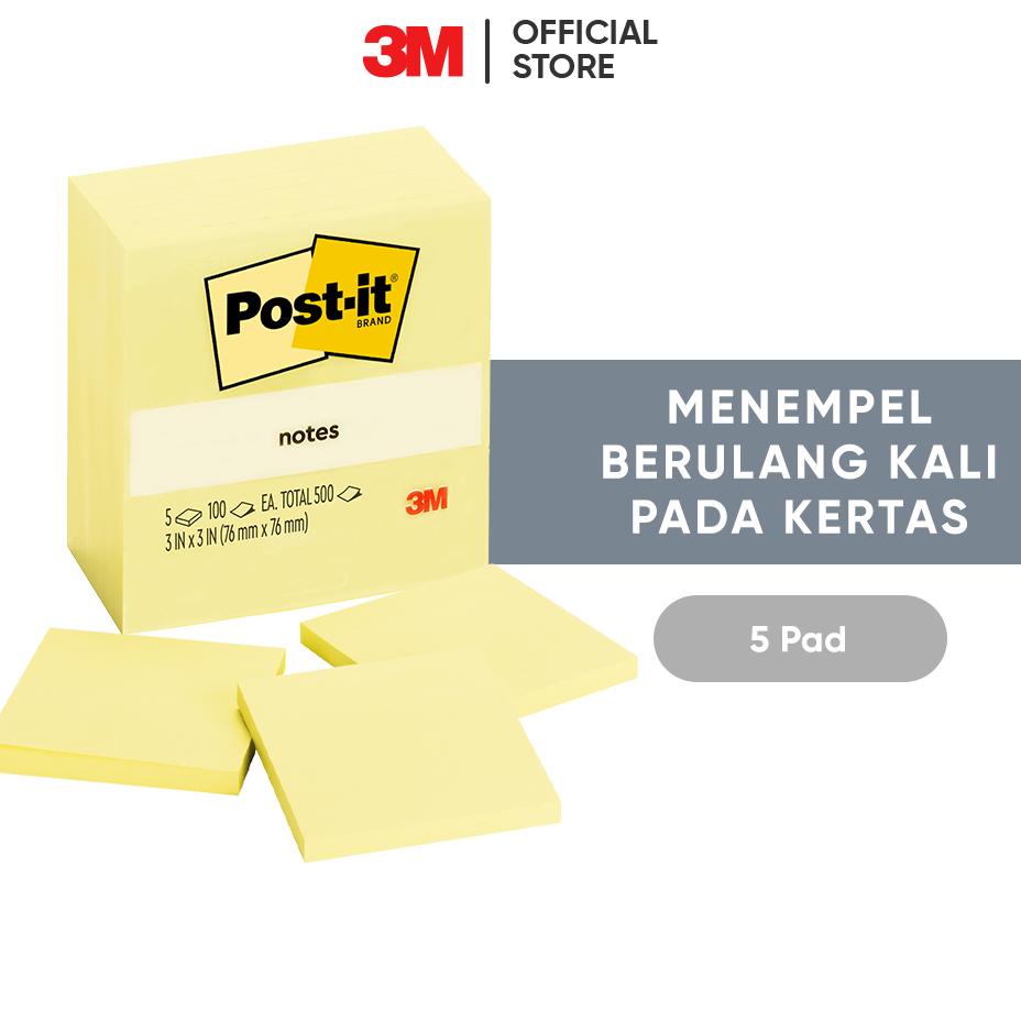 

3M Post-It Notes Canary, Memo Tempel, 654-5 Cnr, Menempel Berulah Kali Pada Kertas, 5 Pad, 76X76 Mm, Untuk Berbagai Permukan Kertas