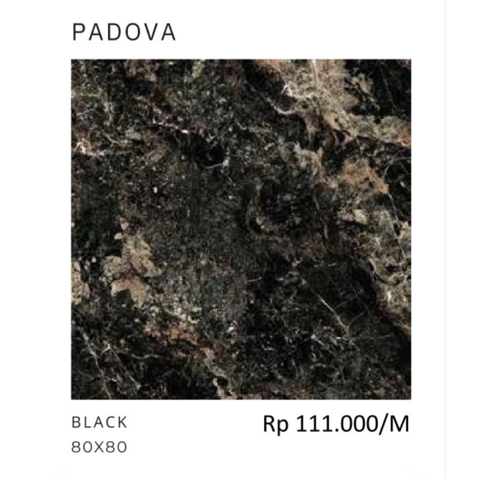 Granit Matt Motif Marbel Hitam Padova Ukuran 80x80 by Platinum/Granit Kualitas 1 Grade A/Granit Untu