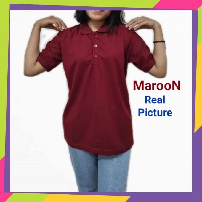 Kaos Kerah Wanita Merah Maroon / Kaos Polo Polos Pendek Wanita Marun