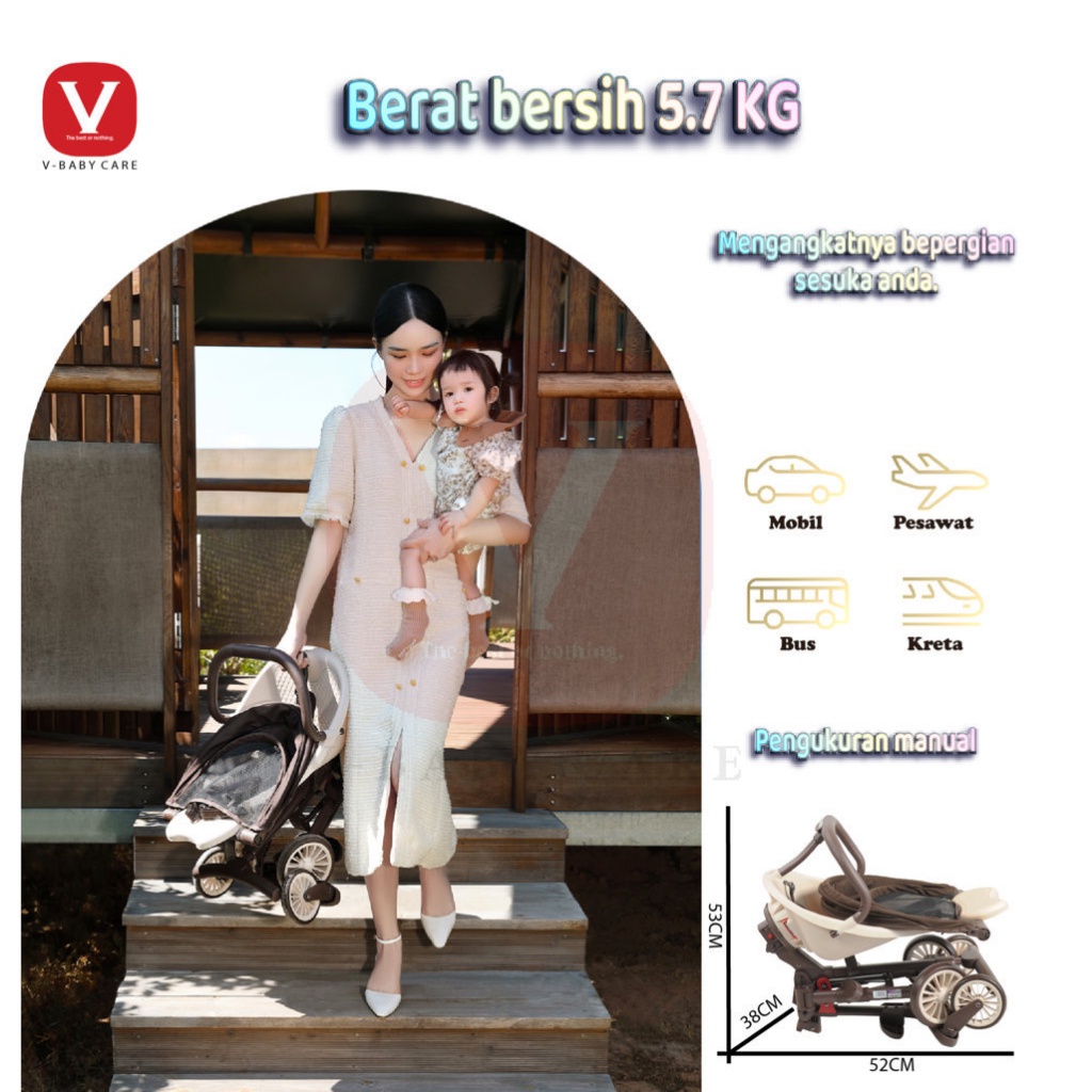 [BABY'S NEEDS] VBABYCARE Kereta dorong bayi / stroller baby lipat /stroller dua arah / kereta dorong