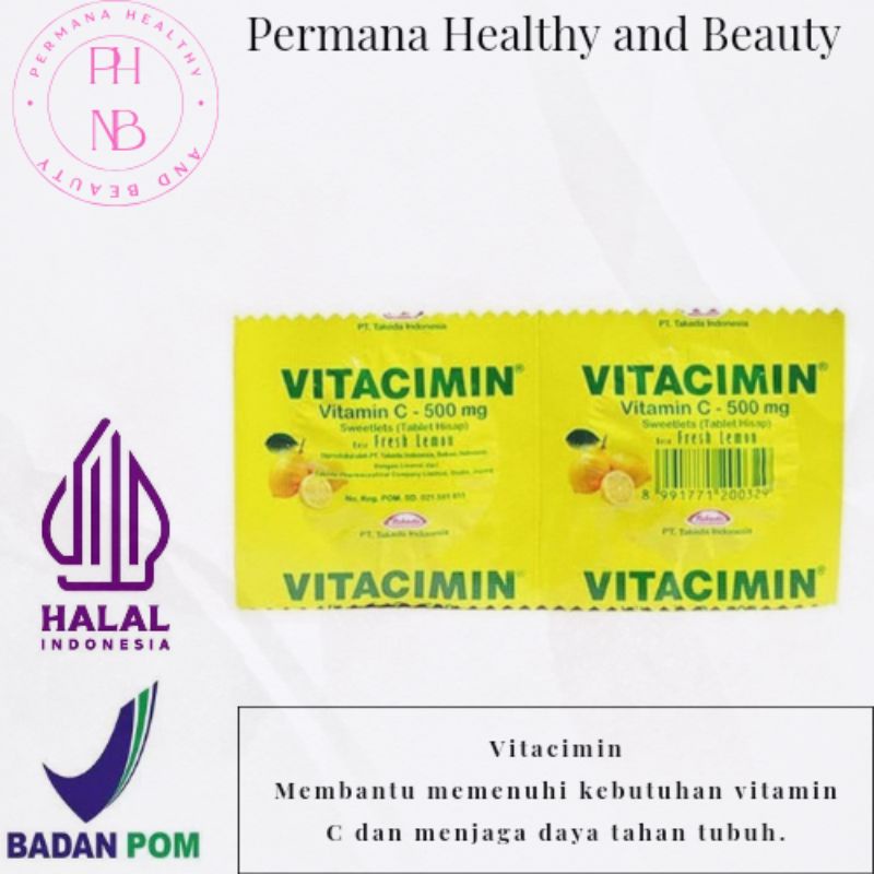 Vitacimin Vitamin C - 500mg / Vitacimin Tablet Hisap / Vitacimin 1 Strip 2 Tablet