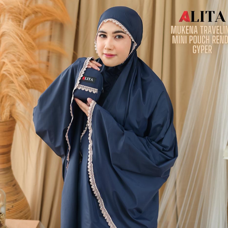 Mukena Traveling Ni Pouch Terkecil + Sajadah Renda Zipper Mewah Parasut Korea