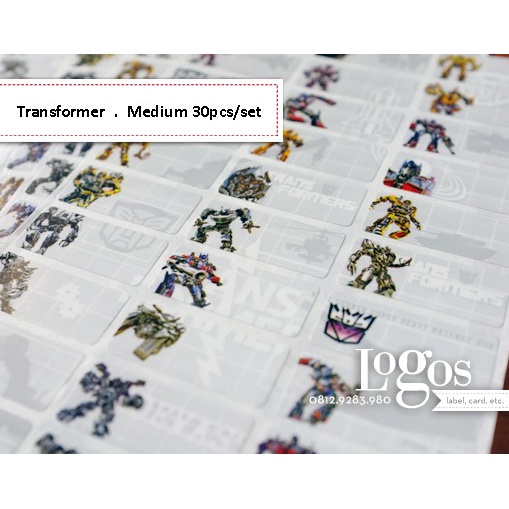

TERLARIS Transformer Sticker MEDIUM Name Label. Stiker karakter Optimus Prime, Bumblebee, lucu utk