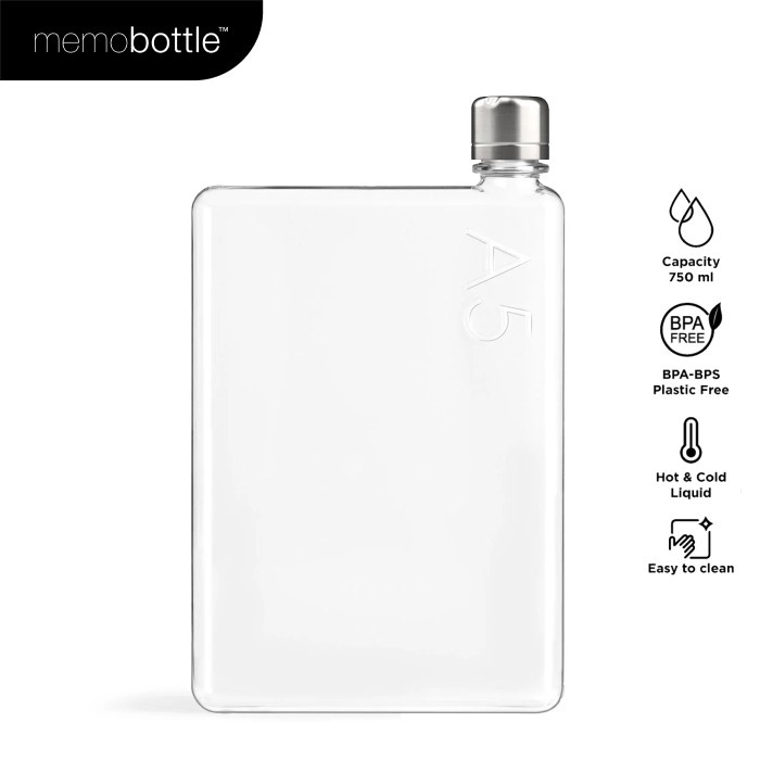 BOTOL MINUM PLASTIK MEMOBOTTLE A5 750ML FLAT TUMBLER WATER BOTTLE