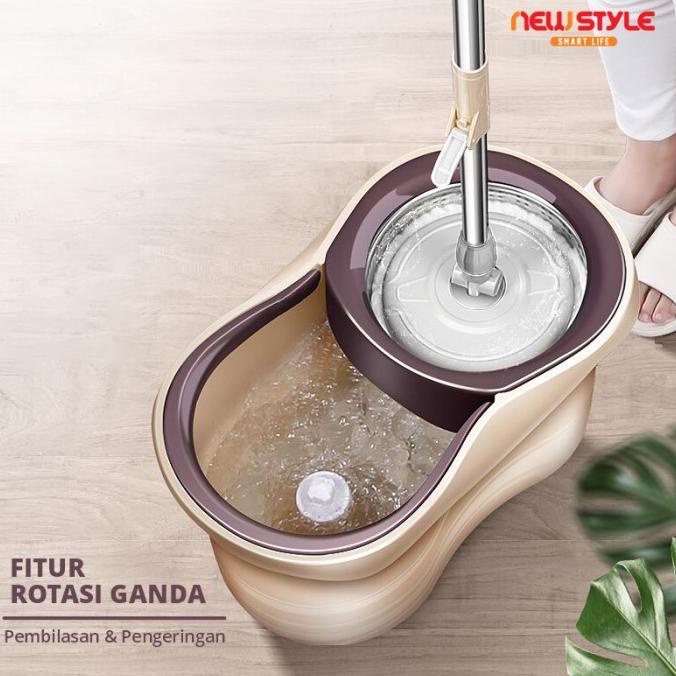 Spin Mop D15 Alat Pel Lantai Super Mop Alat Pembersih Lap Pel