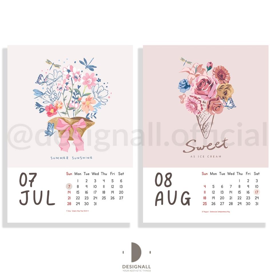 

Designall Kalender Dinding Aesthetic 2024 A3 Spiral Gl