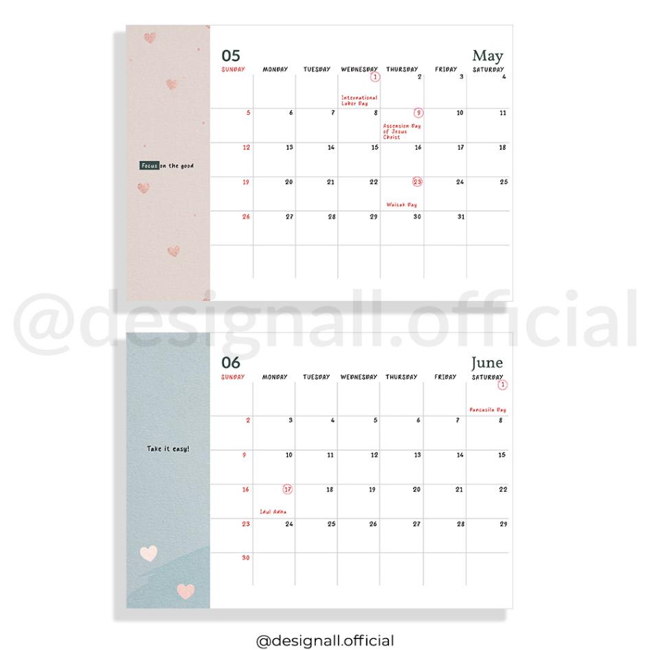 

Designall Kalender 2024 Aesthetic Meja / Kalender Duduk Spiral Ks