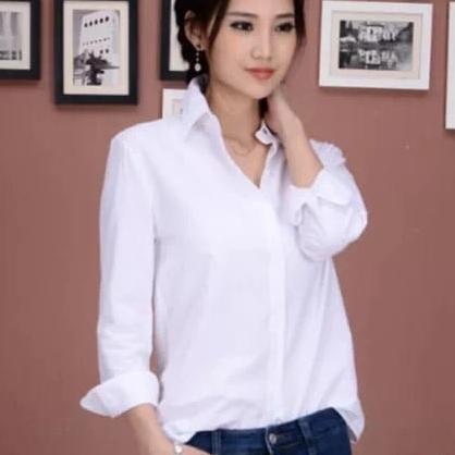 Segera Dapatkan.. Kemeja Polos Wanita, Kemeja Rayon Wanita, Kemeja Putih Polos Wanita,