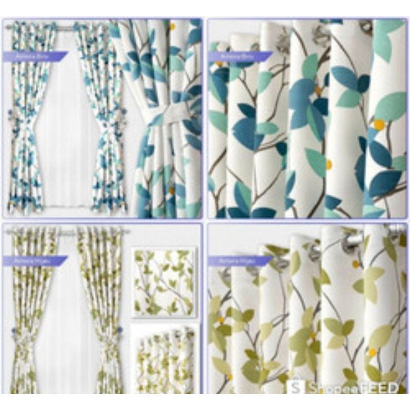Gorden Jendela Minimalis Gordeng Pintu Hordeng Murah Gordyn Motif Daun Kangkung Bahan Satin Bridal