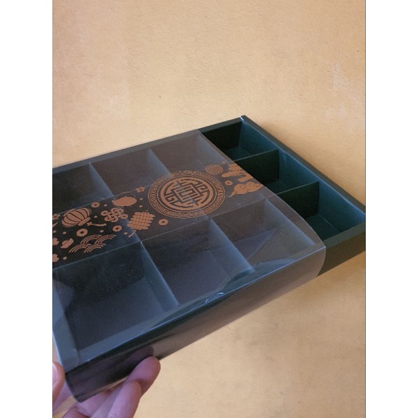 

5 pcs dus box nastar cookies mika motif imlek hijau sekat 12 uk 7,3 cm
