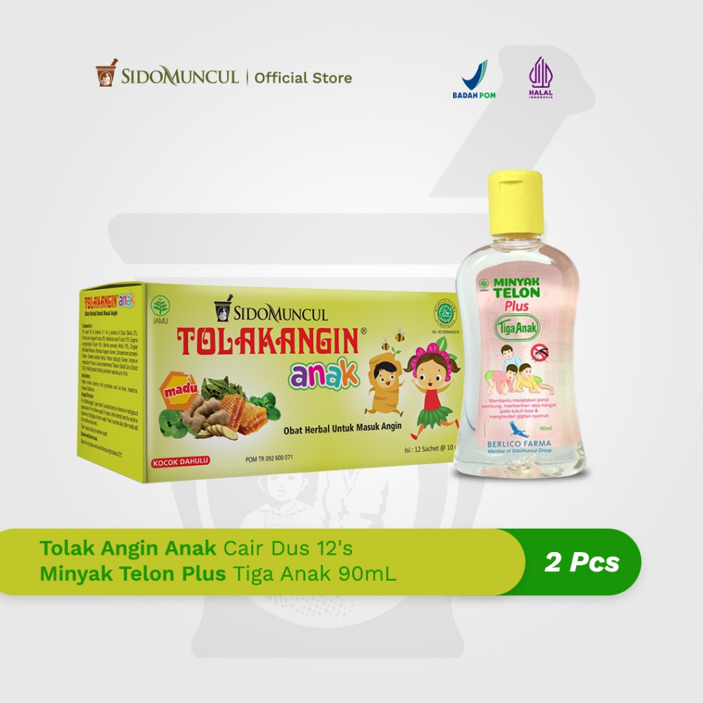 Tolak Angin Anak Cair Dus 12's + Minyak Telon Plus Tiga Anak 90mL