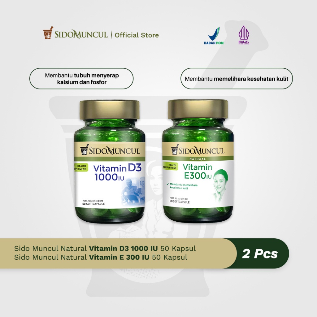 Sido Muncul Natural Vitamin D3 1000 IU + Vitamin E 300 IU SC