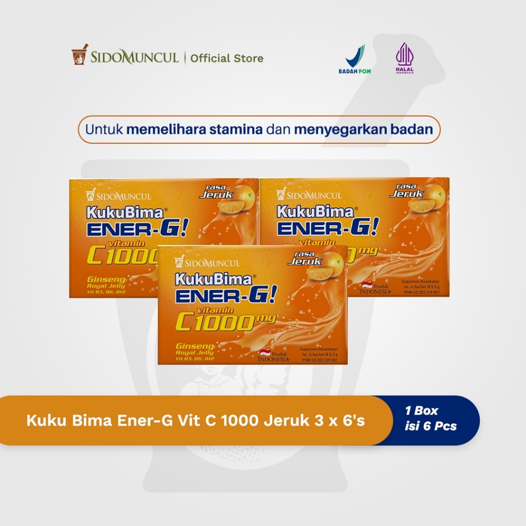 

Kuku Bima Ener-G Vit C1000 Jeruk 3x6's - Minuman Berenergi Vitamin