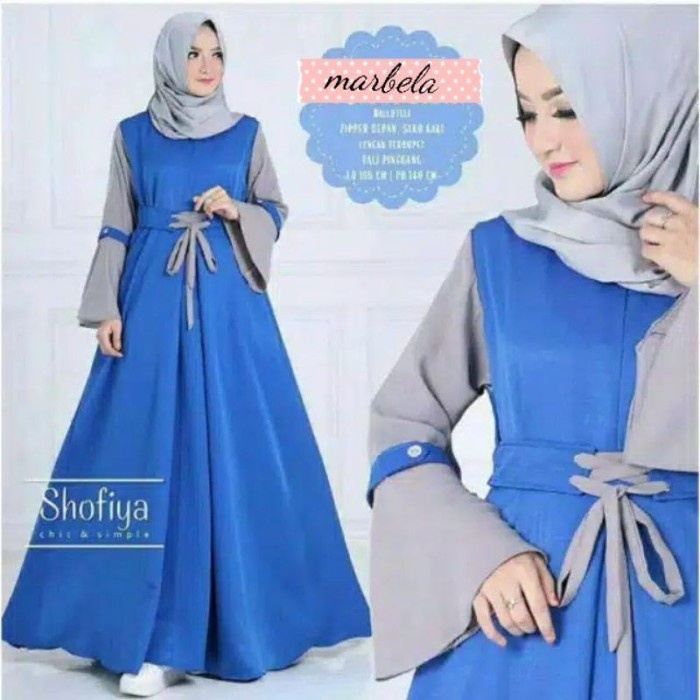 Reinata- Gamis Dress Busui Polos Benhur Birel Biru Elektrik Electric Ready