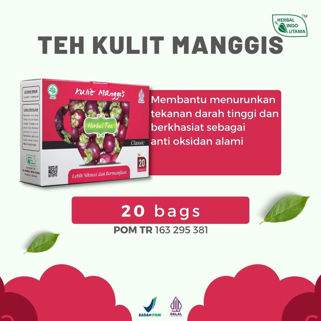 

TEH KULIT MANGGIS ANTIOKSIDAN ALAMI HERBAL INDO UTAMA ISI 20 KANTUNG TEH CELUP HERBAL