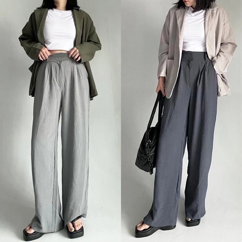 Celana Wanita Kulot High Waist Polos Celans Wsnita Kullot Clana Cewek Kekinian Promo 2024 Loose Pant