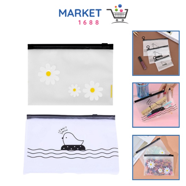 

Market1688 Pouch Ziplock Organizer Transparan Doff Motif Bunga Daisy Zipper Bag Masker Transparan Karakter Little Chick Zip Lock Tempat Pensil Wadah Kosmetik Masker Serbaguna