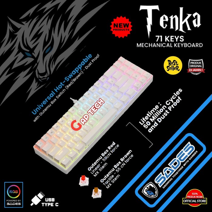 Sades Tenka Outemu Universal Hotswappable Keyboard Gaming Mechanical