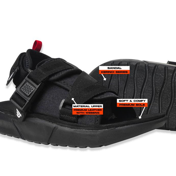 DORKS -  Kerinci Full Black | Sandal Pria Wanita | Sandal Gunung