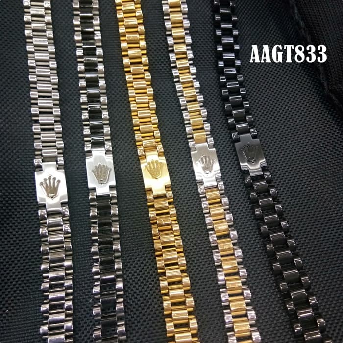 Gelang - Gelang Tangan Titanium Rolex & Gelang Rantai Pria Aagt833 Combi Gold