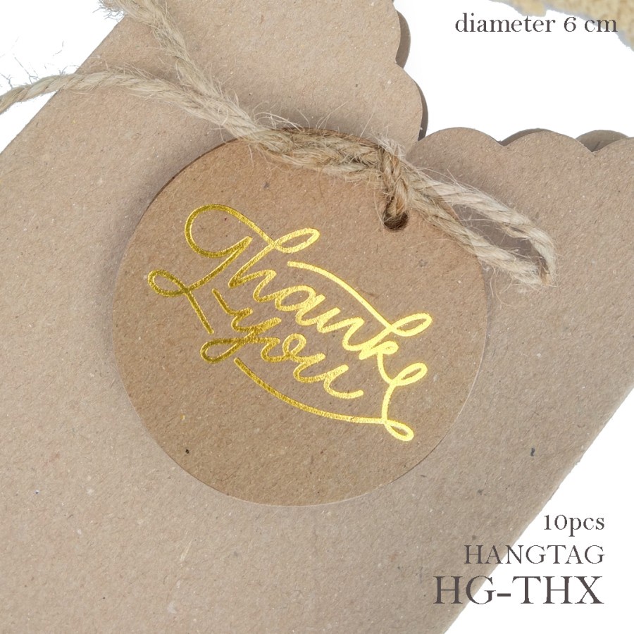 

10 pcs hangtag hotprint tulisan thank you kraft coklat size 6 cm