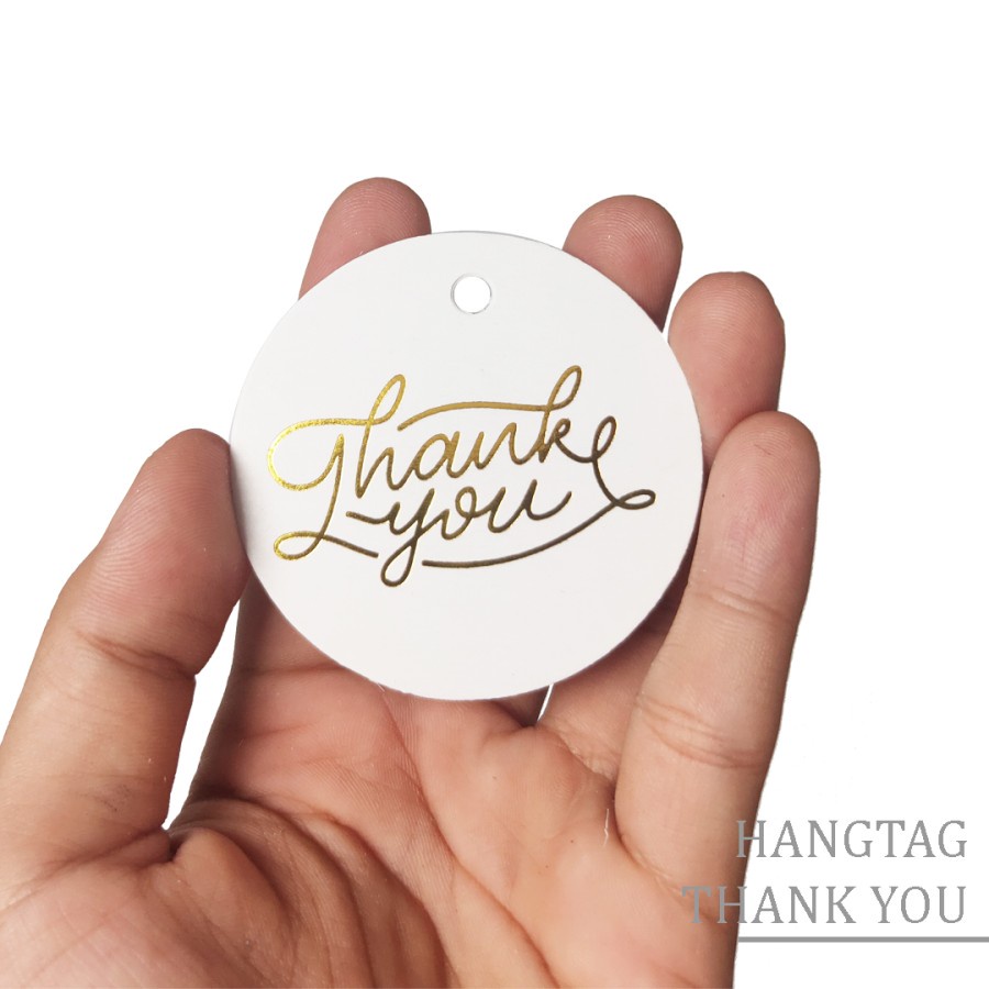 

10 pcs hangtag circle ivory white tulisan thank you diameter 6 cm