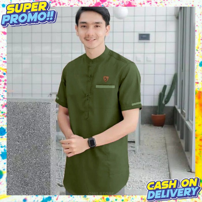 Bju Cowok Muslim Baju Koko Hari Raya Idul Fitri Pakaian Atasan Laki Laki Lebaran Kokoh Kekinian Adem