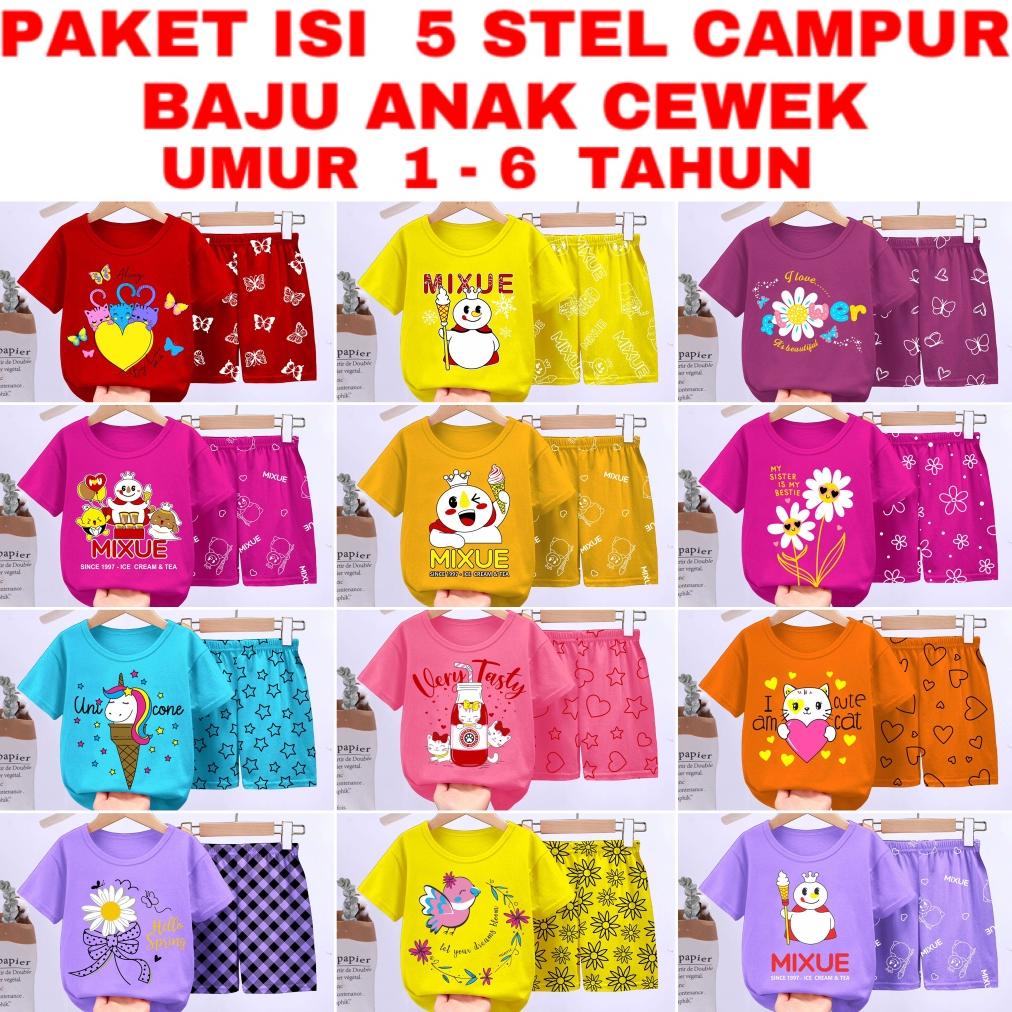 VALMELO PAKET HEMAT 5 PCS BAJU ANAK PEREMPUAN
