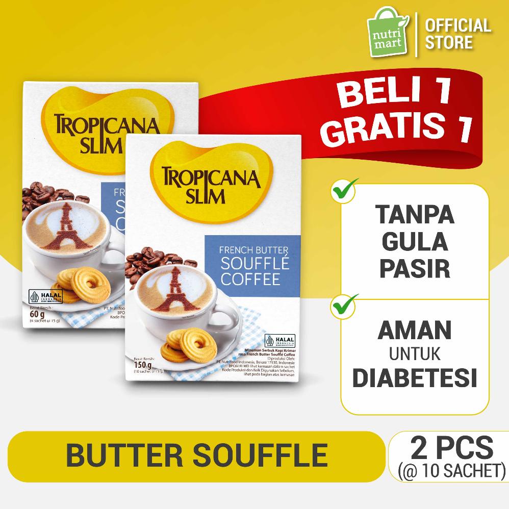 

Ready Twin Pack - Tropicana Slim French Butter Souffle Coffee 10 Sachet - Kopi Susu ala Perancis Nikmat Tanpa Gula Pasir