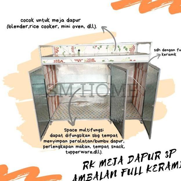 Ef Rak Kompor Aluminium 3Pintu Full Keramik Meja Dapur Kitchen Set Semuasukoko