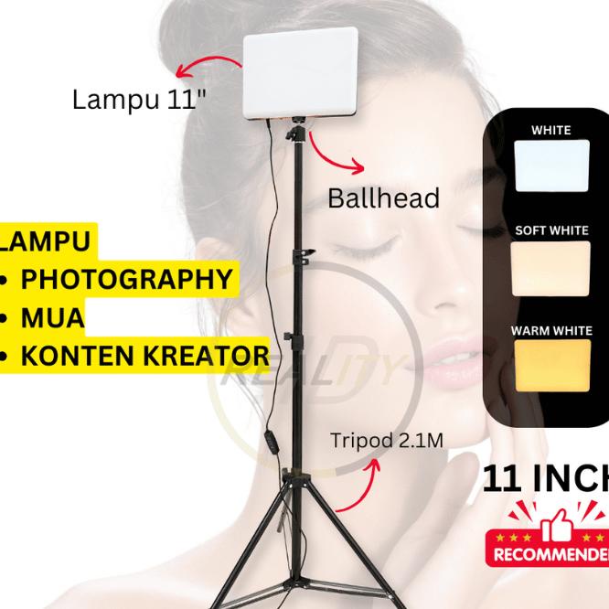 [Paket] Tri 2 Meter + Lampu Fotografi Pl-26 11 Inch Lampu Mua Foto Studio Konten Kreator Stream Lamp