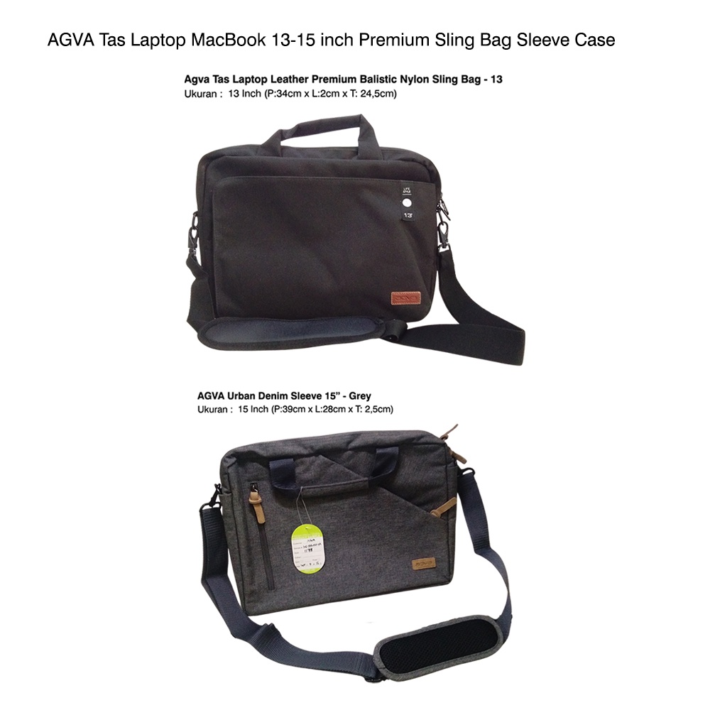 AGVA Tas Laptop MacBook 13-15 inch Premium Sling Bag Sleeve Case