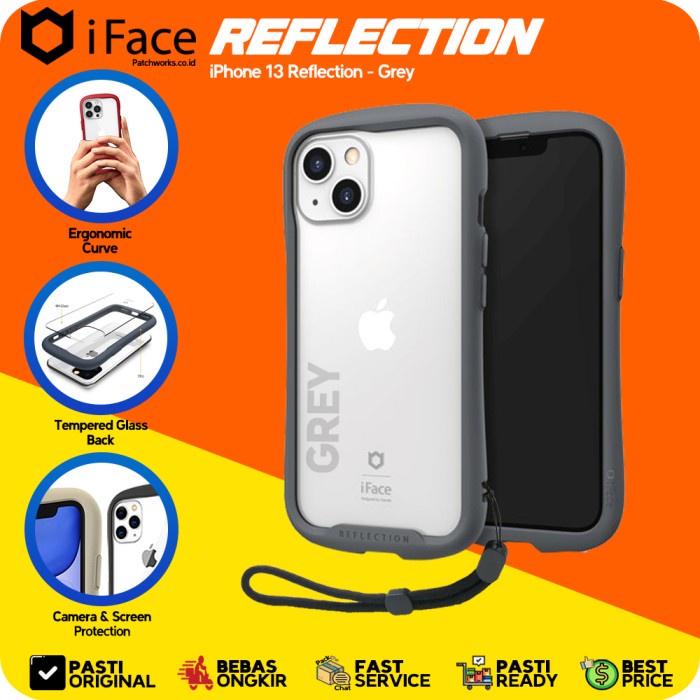 iFace iPhone 13 Reflection Grey Softcase Anti Crack Tahan Banting