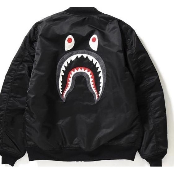 READY STOCK JAKET BAPE BOMBER SHARK MA-1 ORIGINAL 1000% !!!!!