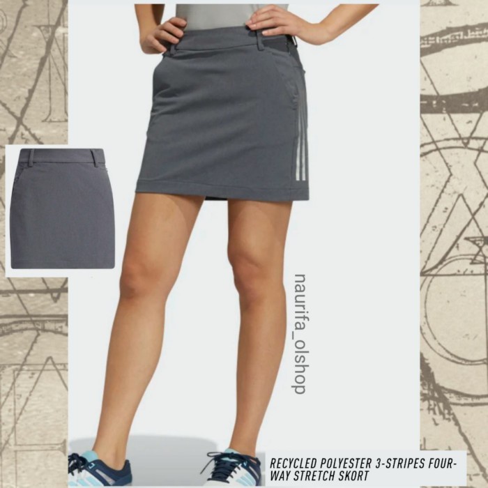 ✅Baru Rok Golf Wanita Adidas Skort With 3 Stripes Four Way Original Berkualitas