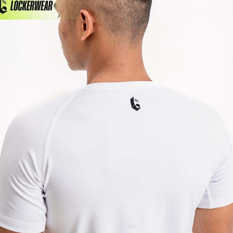 Compression Shirt Kaos Short Sleeve Putih Polos Baju Ketat Manset Baselayer Olahraga Pria Gym Fitnes
