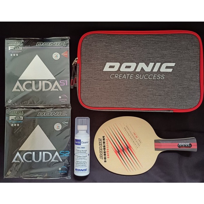 ✅Baru Bat Pingpong Donic Ovtcharov Carbo Speed  Karet Donic Acuda Set Berkualitas
