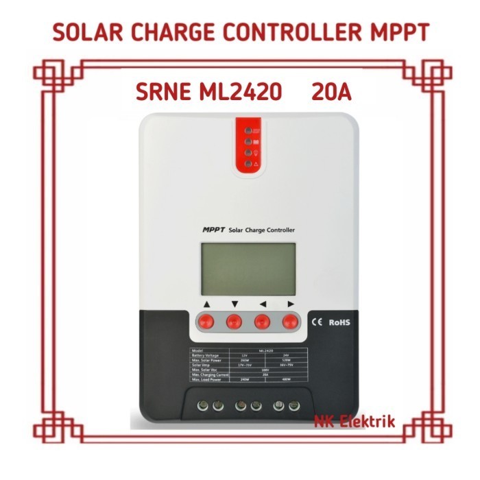 ✅Original Mppt Solar Charge Controller 20A Srne Ml2420 Panel Surya Berkualitas