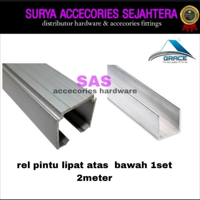 [Baru] Rel Pintu Lipat Dl Atas Dan Bawah Aluminium 1Set Hd 200 2Meter 1Set Terbaru