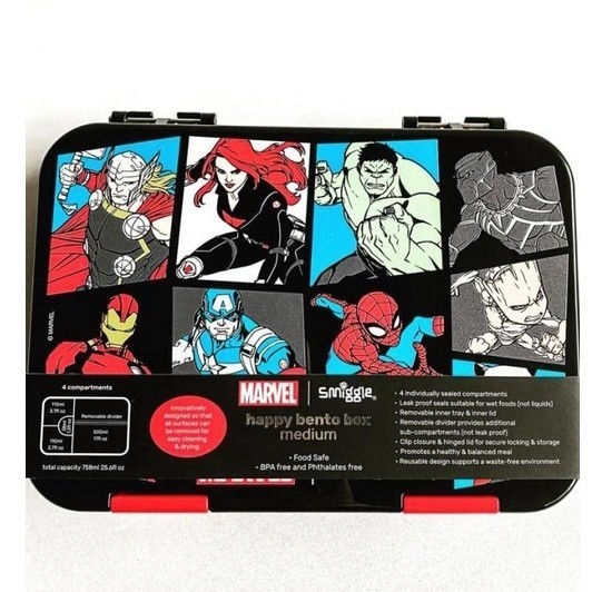 [New] Smiggle Marvel Happy Bento Lunch Box Medium Original - Kotak Makan Berkualitas