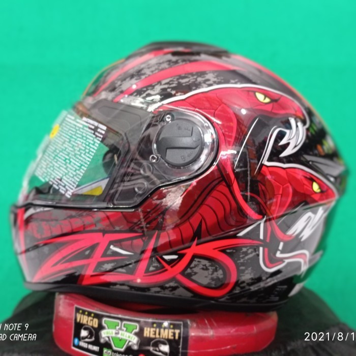 [New] Helm Zeus Full Face 811 Black Red Glossy Berkualitas