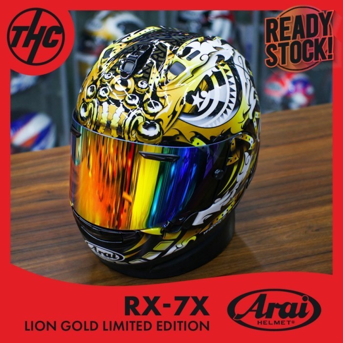 [New] Ara1 Rx-7X Lion Gold Limited Edition Rx7X Original Full Face Helm Berkualitas