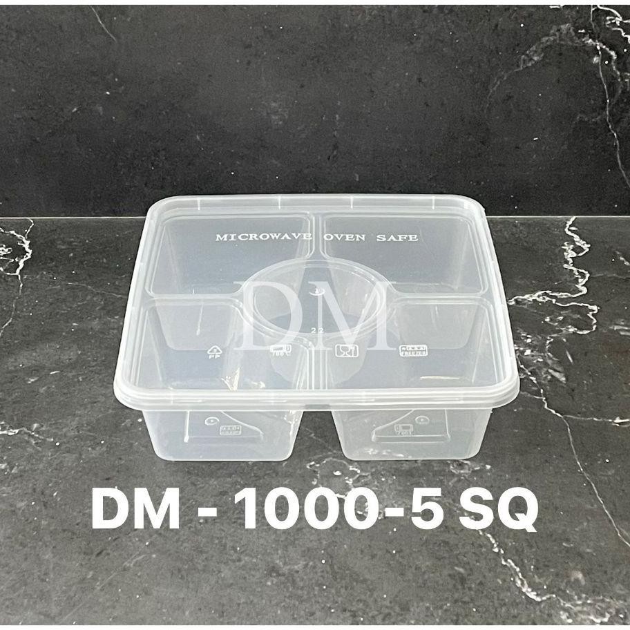 Thinwall Dm 1000-5 Sq - Bento 1000Ml- 5 Sekat Kotak Makan @25Set