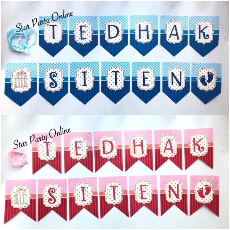 Rangkaian Tedhak Siten Pink / Turun Tanah/ Banner Tedak Siten/ Dekor/ Bunting Flag/ Dundunan