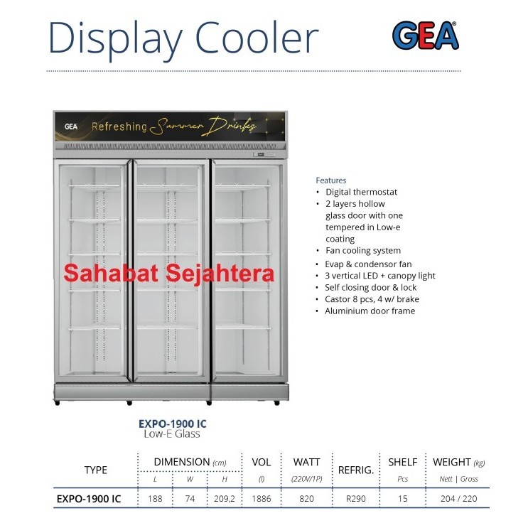 [Baru] Display Cooler Showcase Gea Expo-1900 Ic Kulkas Showcase 3 Pintu Terbaru