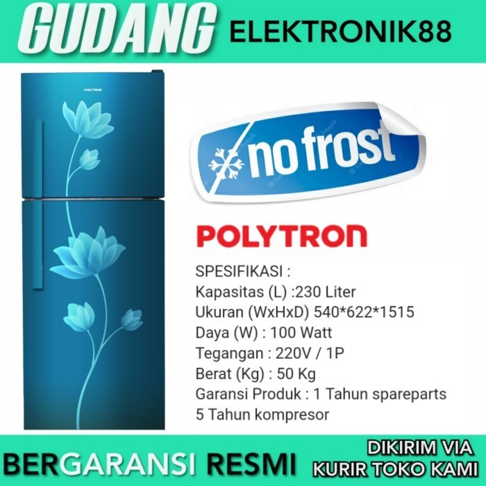 [Baru] Kulkas Polytron 2 Pintu Prb-239 Lemari Es Polytron 2Pintu 230Liter Low Terbatas